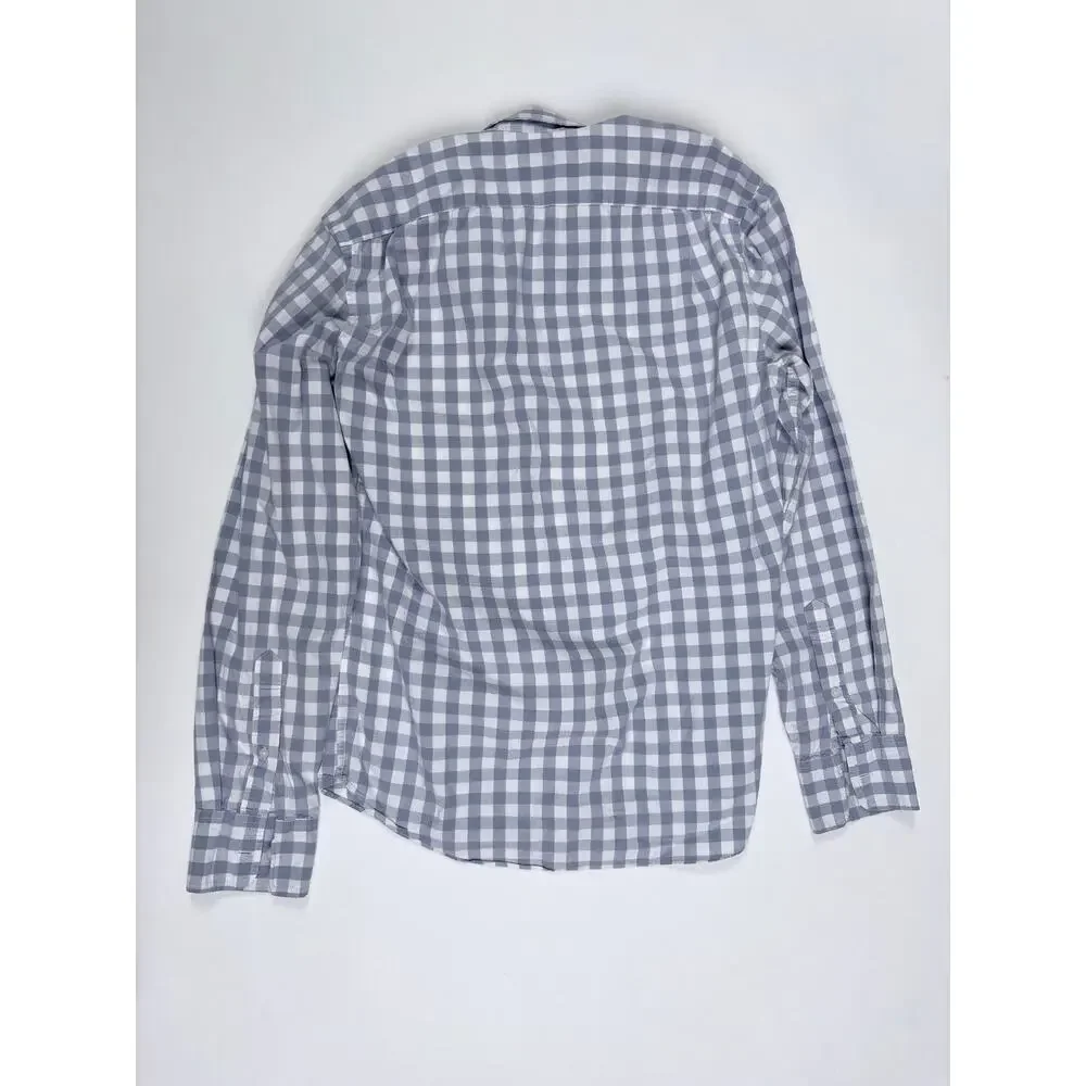 J.Crew Flex Slim Fit Gingham Button Down Shirt Blue Gray Business Casual Preppy